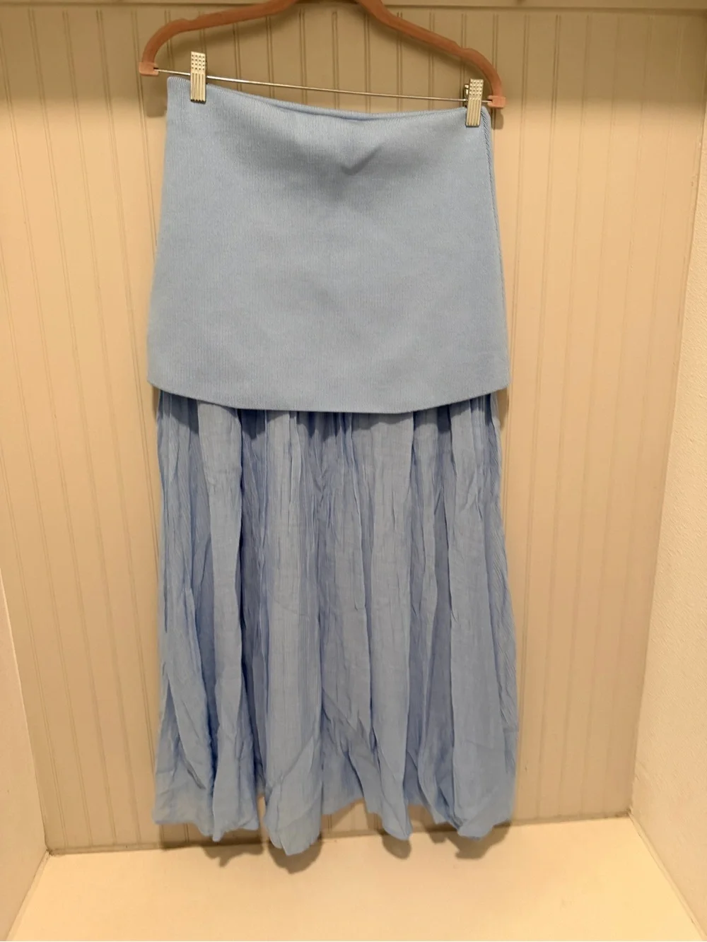 Zara Light Blue Maxi Skirt with Fitted Waist